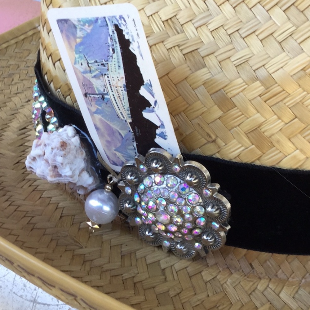 Western cowboy hat band cowgirl artisan OOAK Coachella festival titanic shell